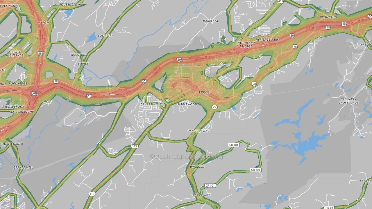 35094, AL Map of Noise Levels in 35094