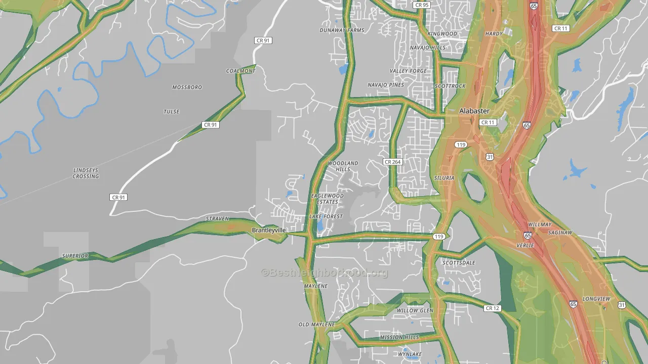 35114, AL Map of Noise Levels in 35114