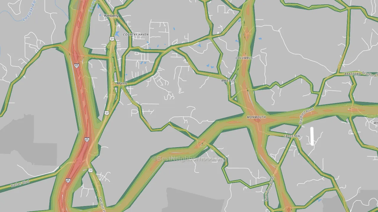 35116, AL Map of Noise Levels in 35116