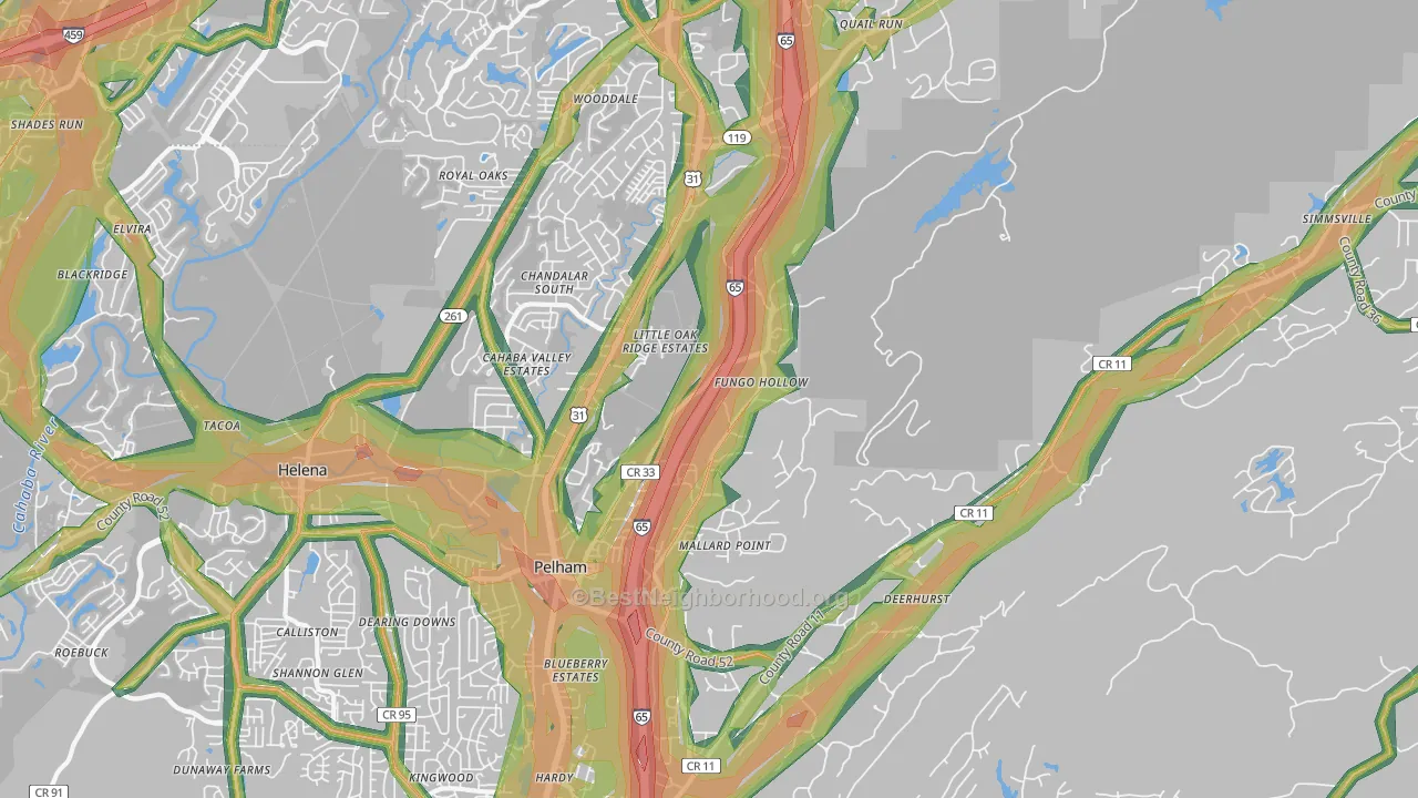 35124, AL Map of Noise Levels in 35124