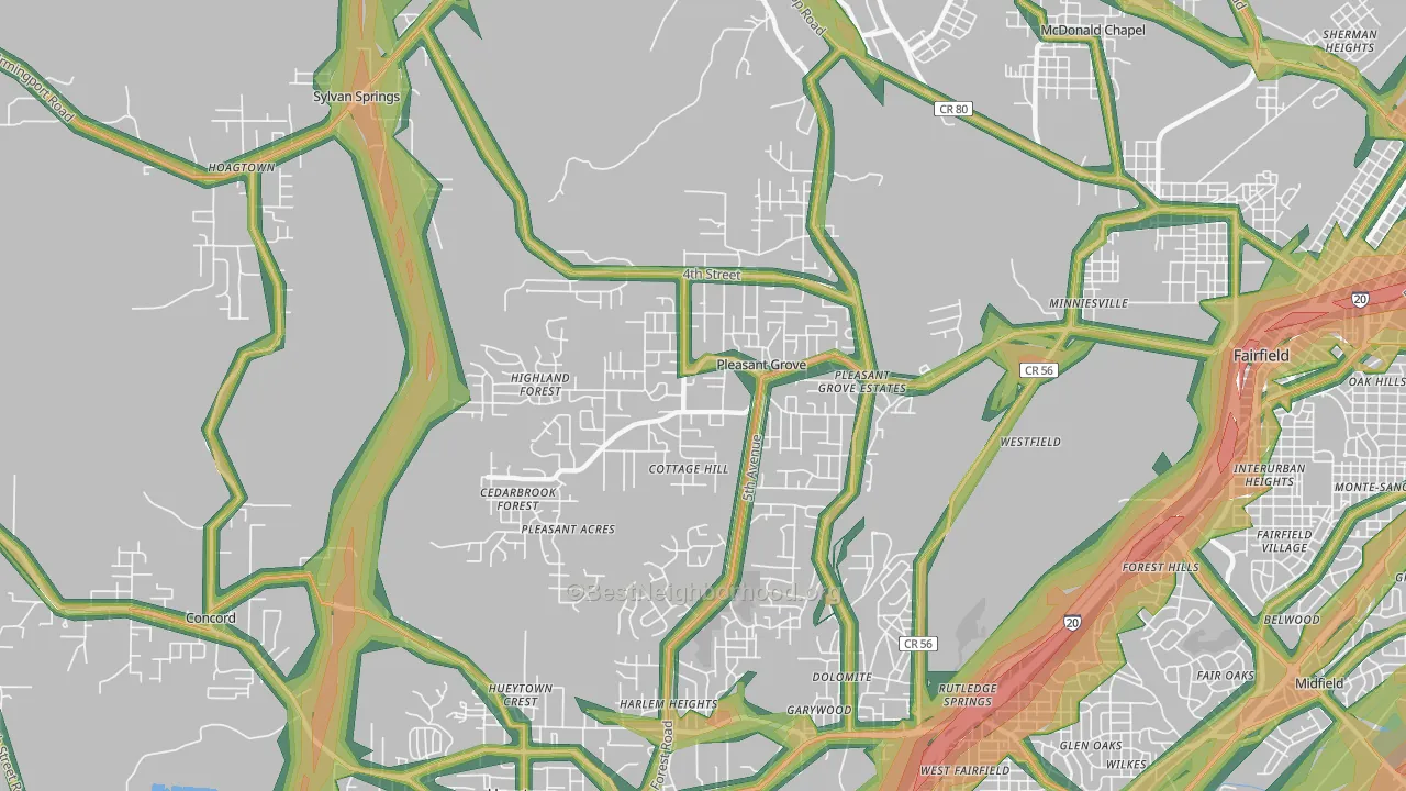 35127, AL Map of Noise Levels in 35127