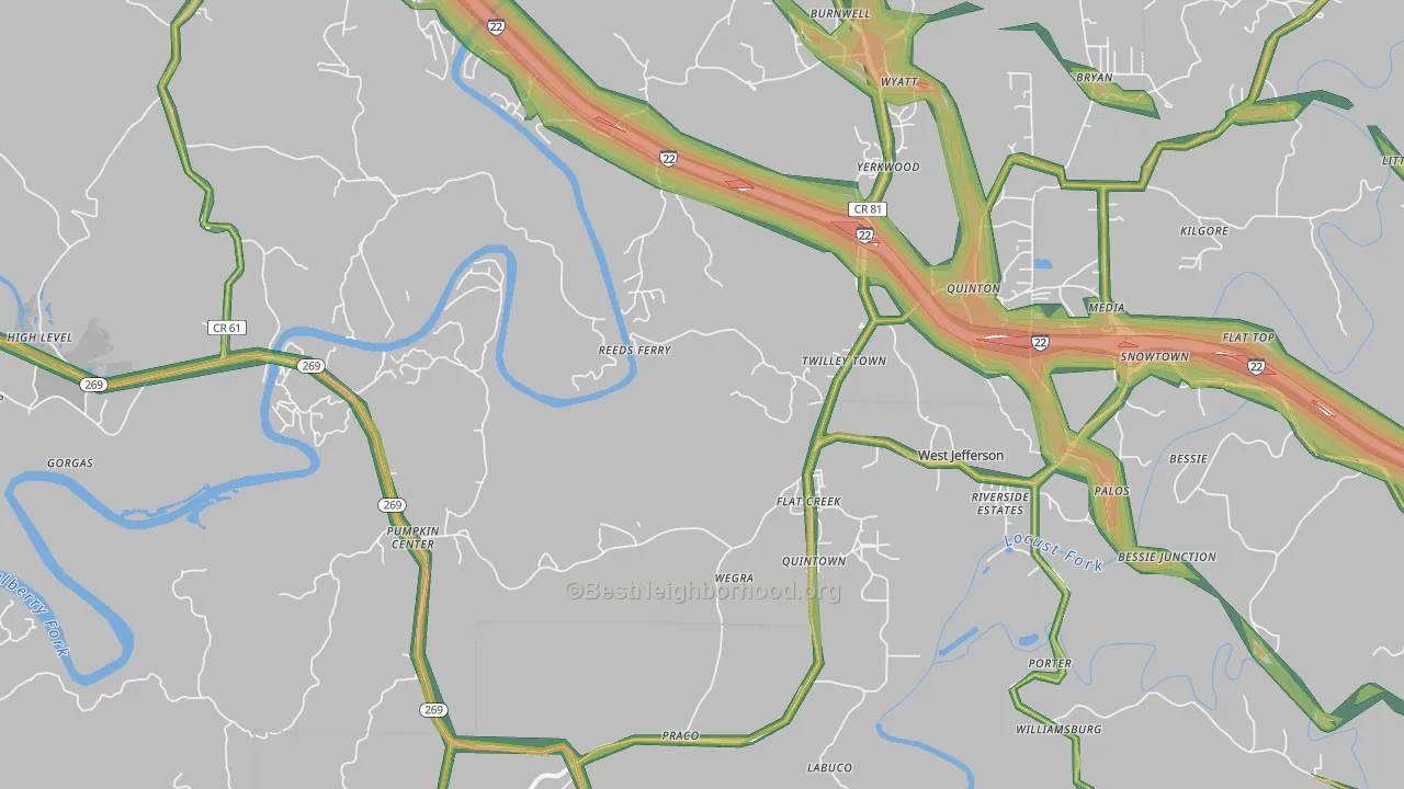 35130, AL Map of Noise Levels in 35130