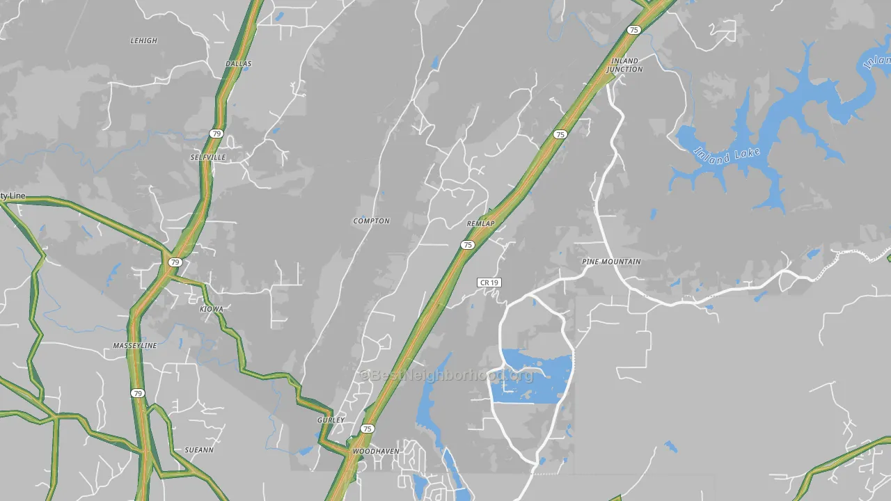 35133, AL Map of Noise Levels in 35133