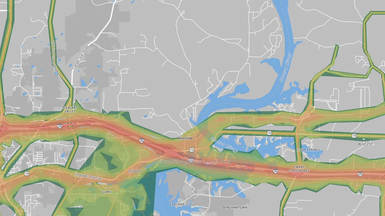 35135, AL Map of Noise Levels in 35135