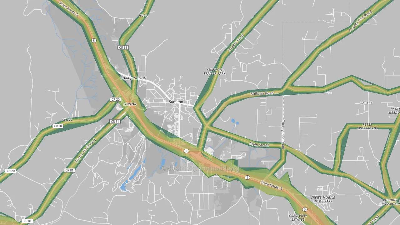 35148, AL Map of Noise Levels in 35148