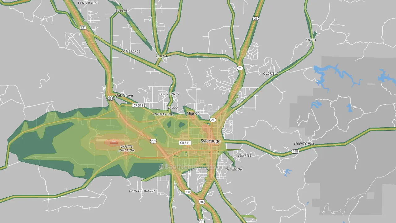 35150, AL Map of Noise Levels in 35150