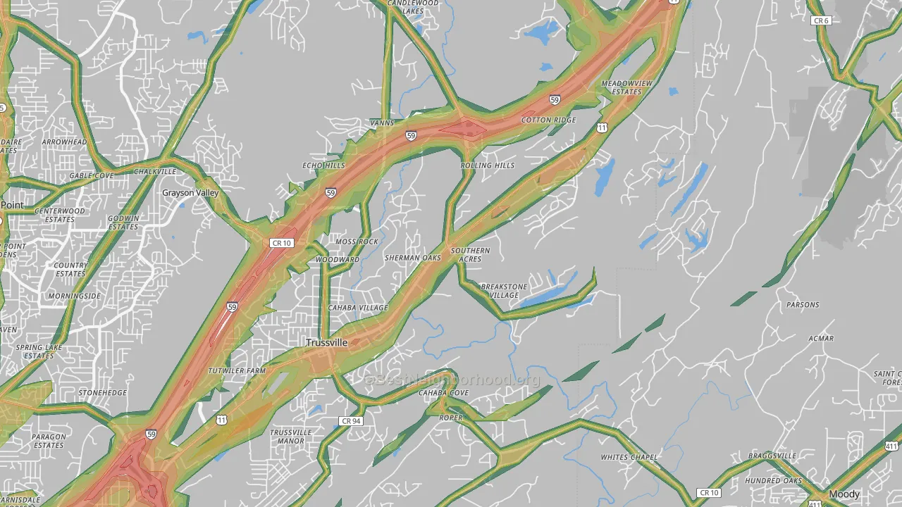 35173, AL Map of Noise Levels in 35173