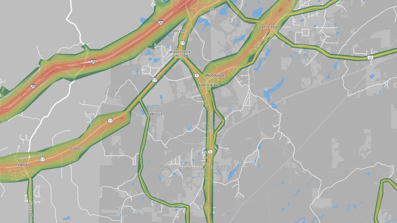 35188, AL Map of Noise Levels in 35188