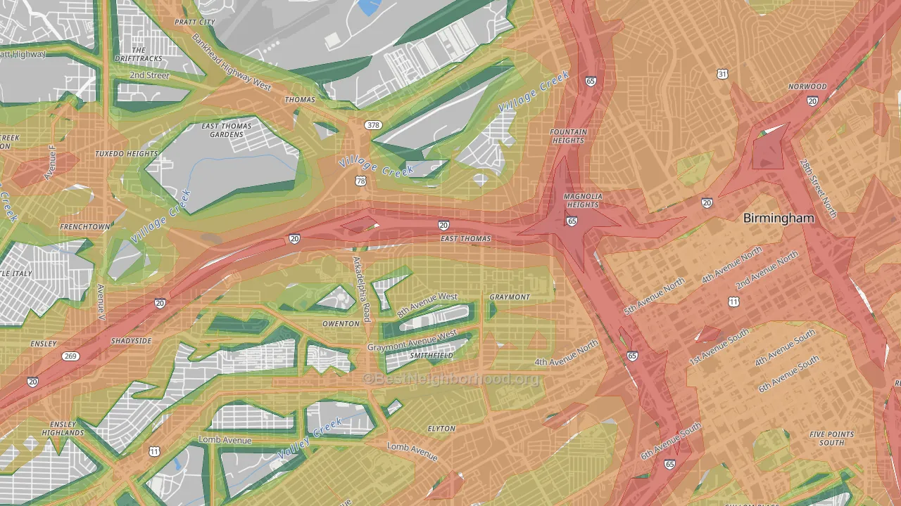 35204, AL Map of Noise Levels in 35204