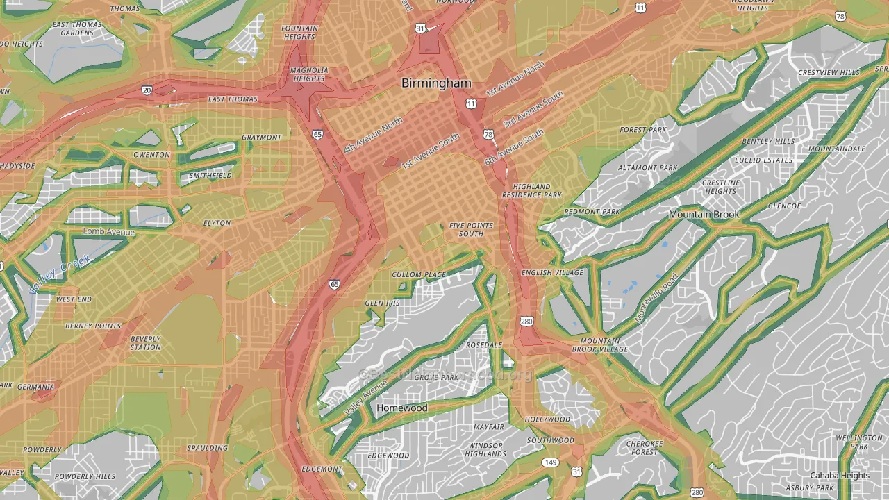 35205, AL Map of Noise Levels in 35205