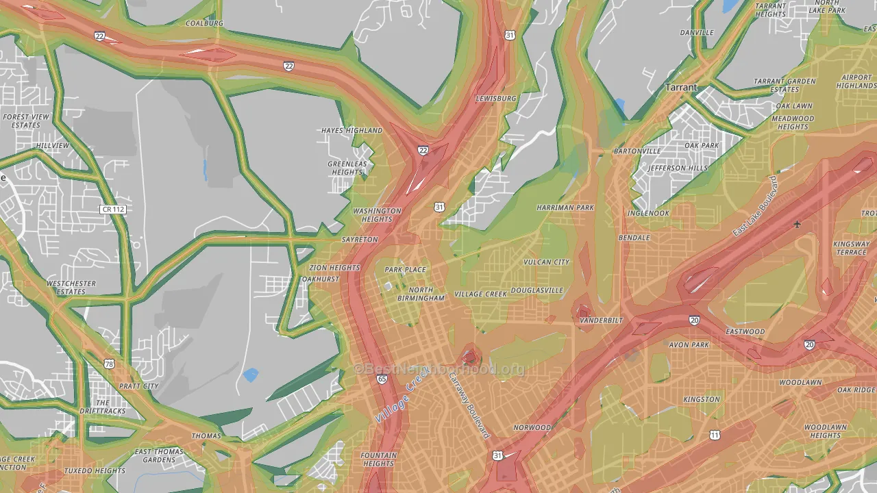 35207, AL Map of Noise Levels in 35207