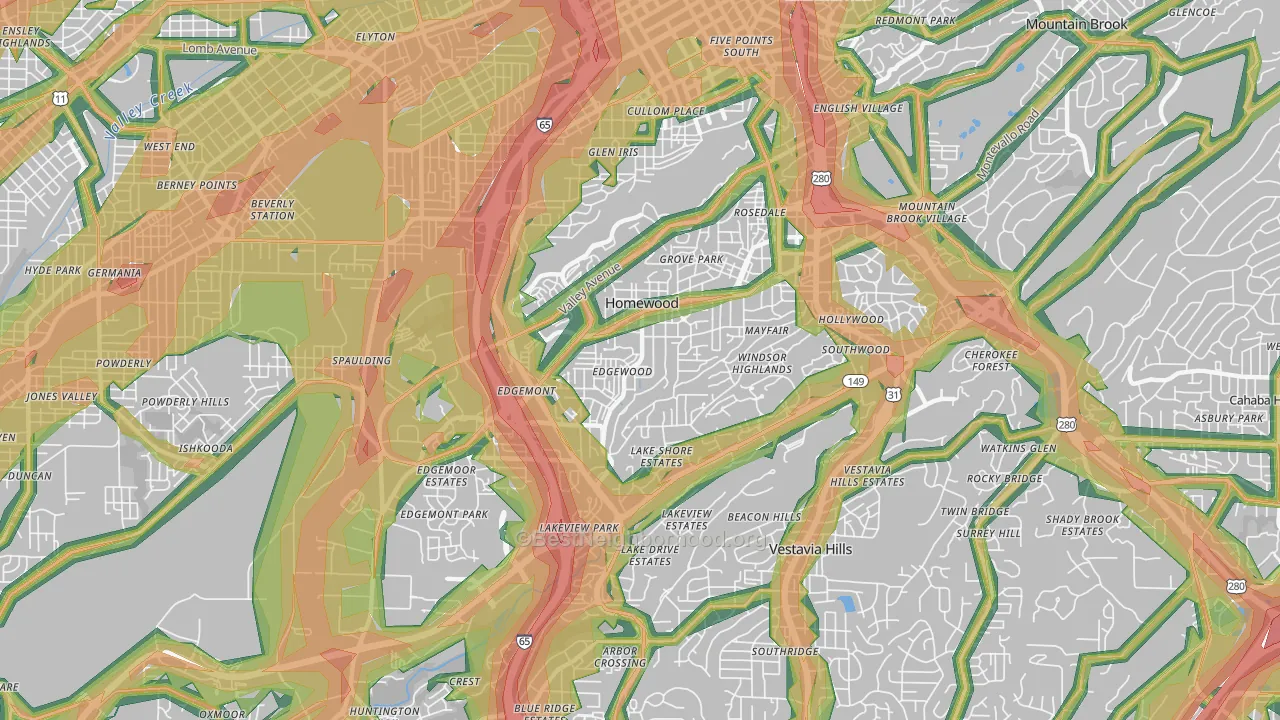 35209, AL Map of Noise Levels in 35209