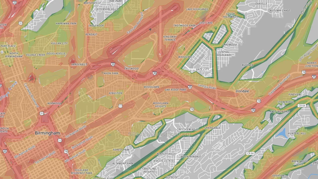 35212, AL Map of Noise Levels in 35212