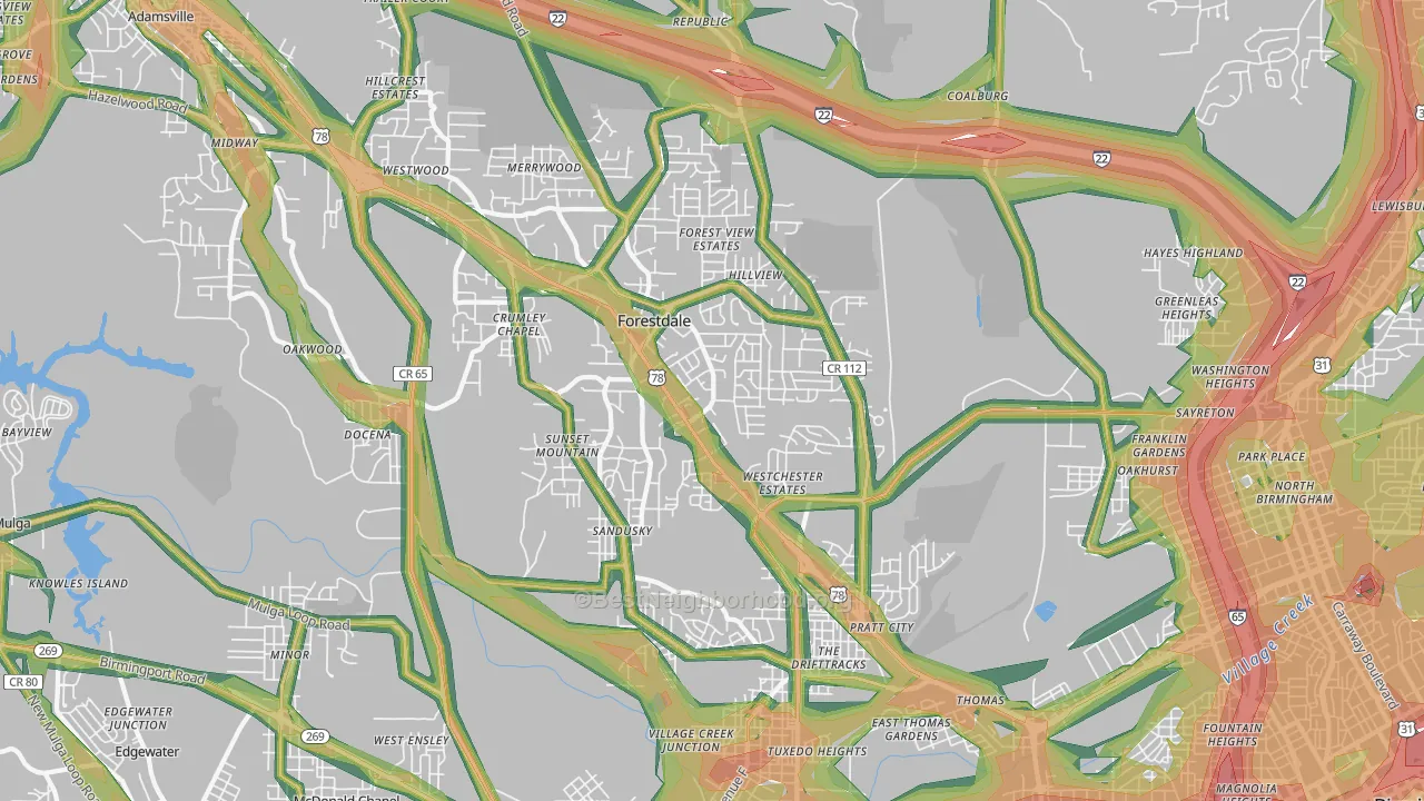 35214, AL Map of Noise Levels in 35214
