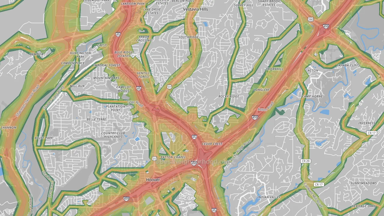 35216, AL Map of Noise Levels in 35216