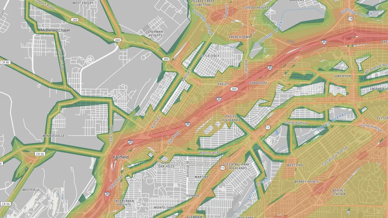 35218, AL Map of Noise Levels in 35218
