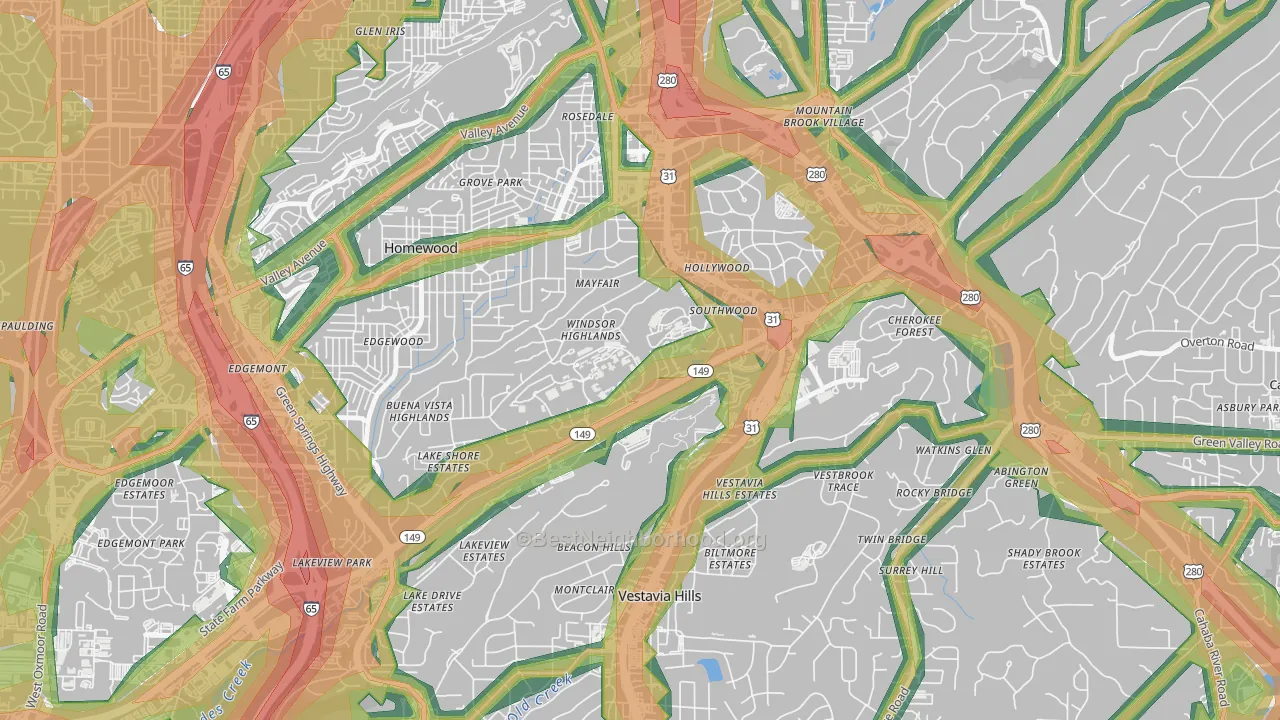 35229, AL Map of Noise Levels in 35229