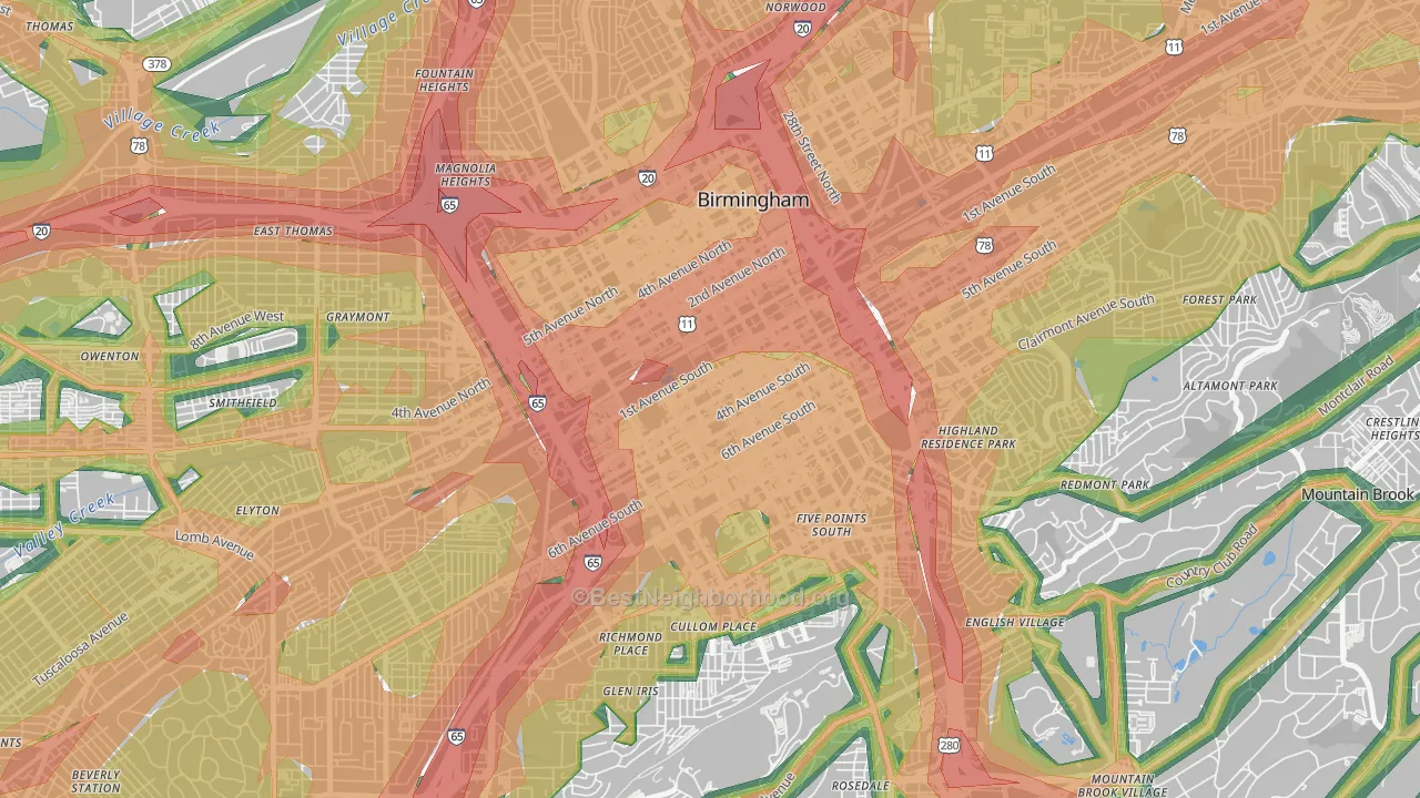 35233, AL Map of Noise Levels in 35233