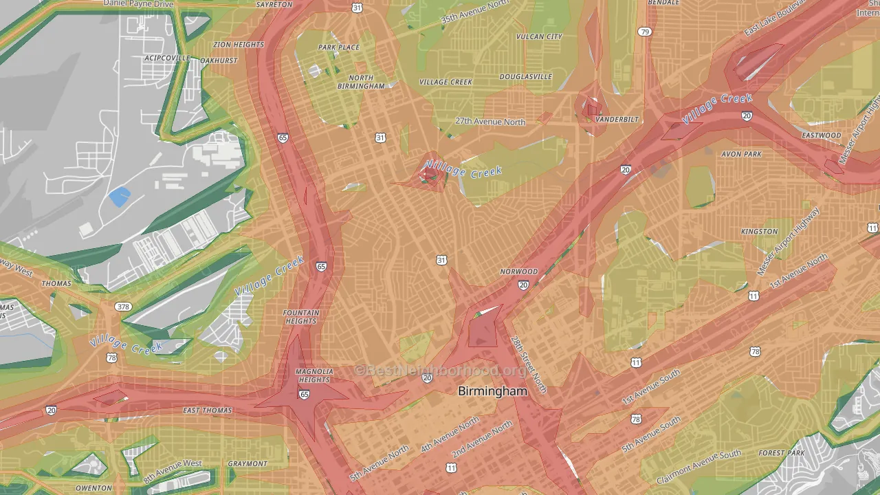 35234, AL Map of Noise Levels in 35234
