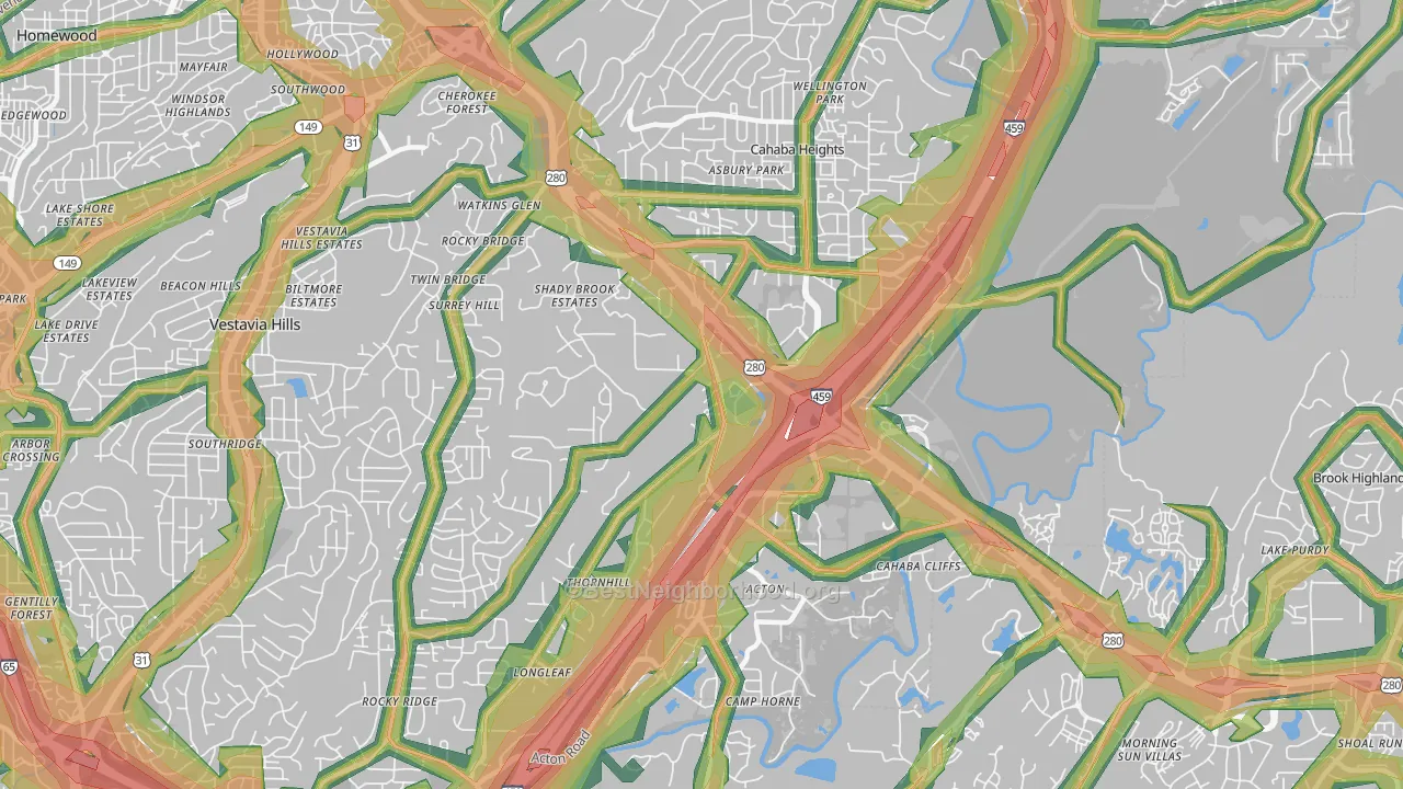 35243, AL Map of Noise Levels in 35243