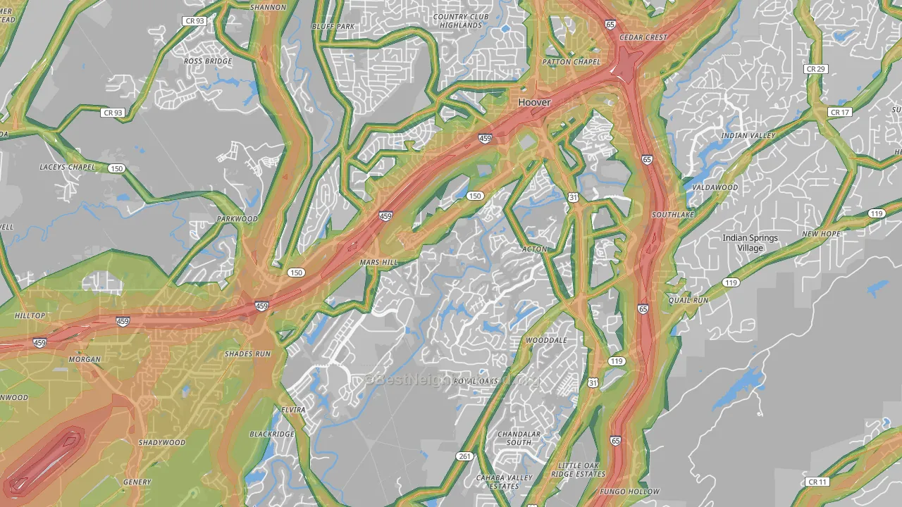 35244, AL Map of Noise Levels in 35244