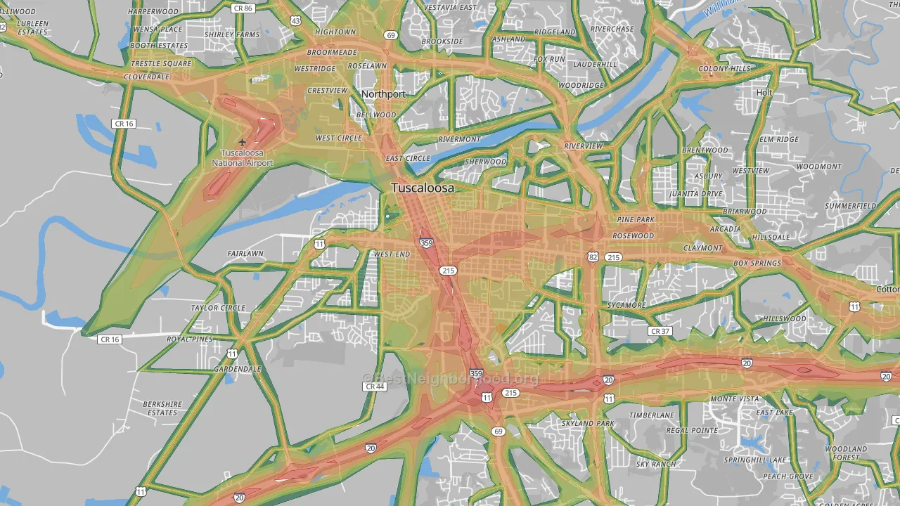 35401, AL Map of Noise Levels in 35401