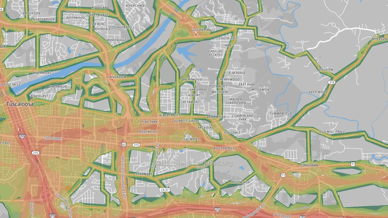35404, AL Map of Noise Levels in 35404