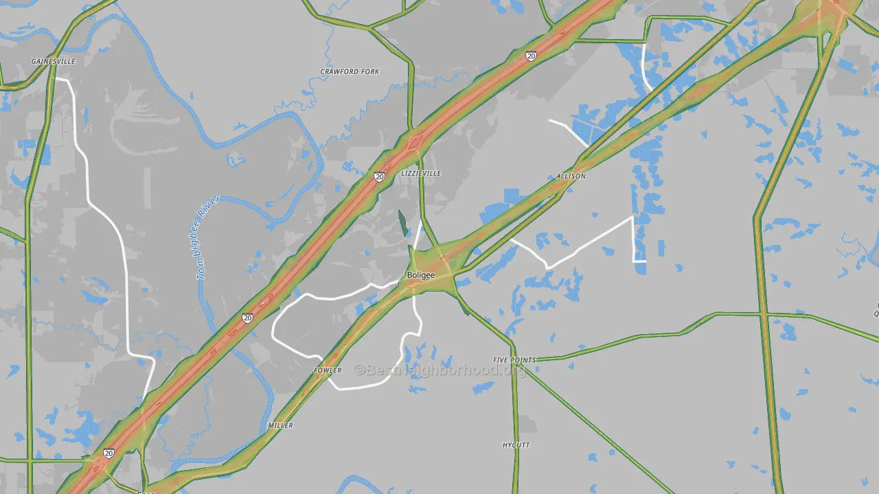 35443, AL Map of Noise Levels in 35443
