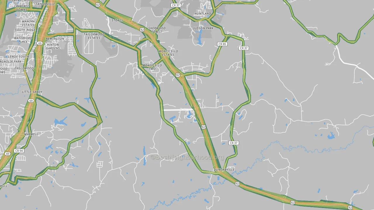 35456, AL Map of Noise Levels in 35456
