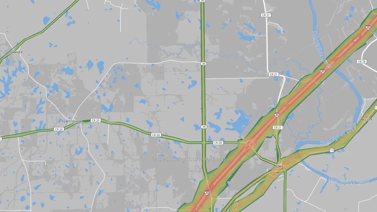 35460, AL Map of Noise Levels in 35460