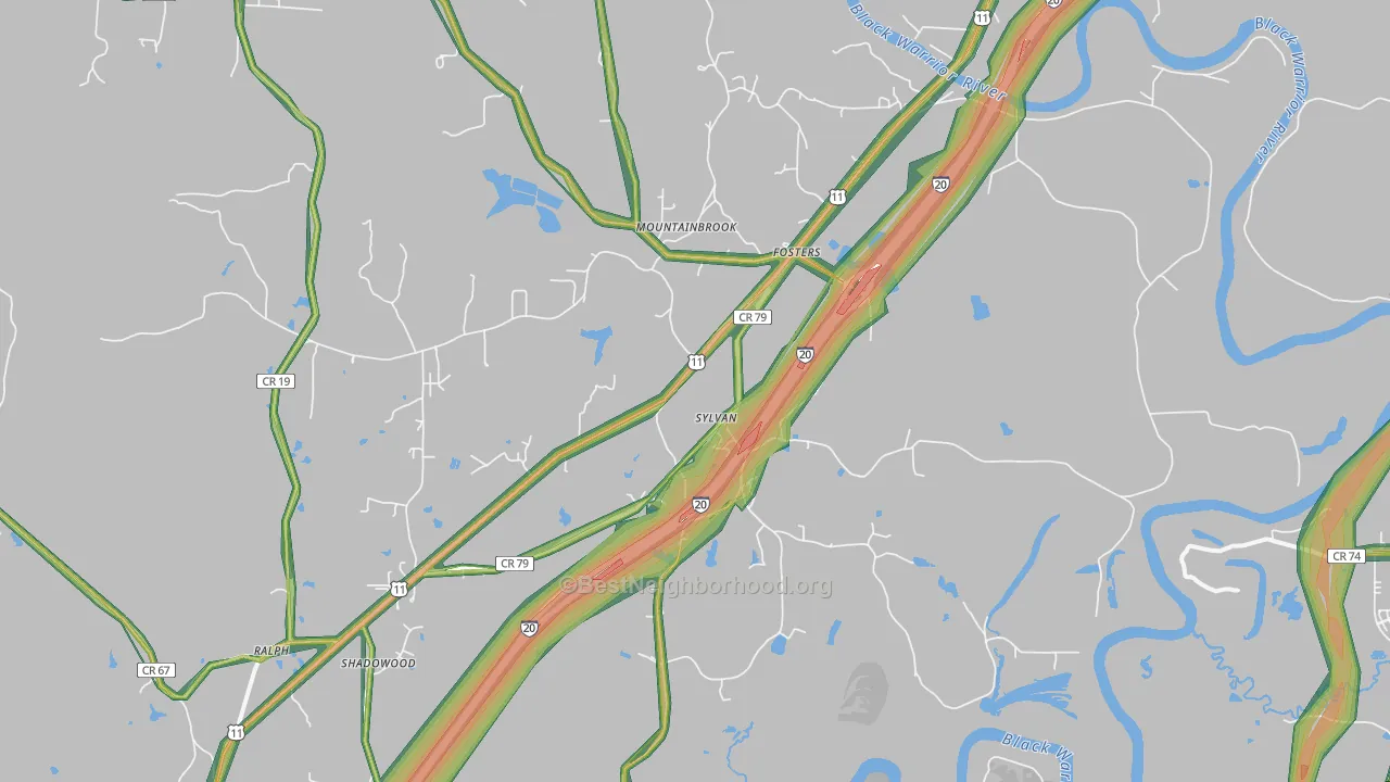 35463, AL Map of Noise Levels in 35463