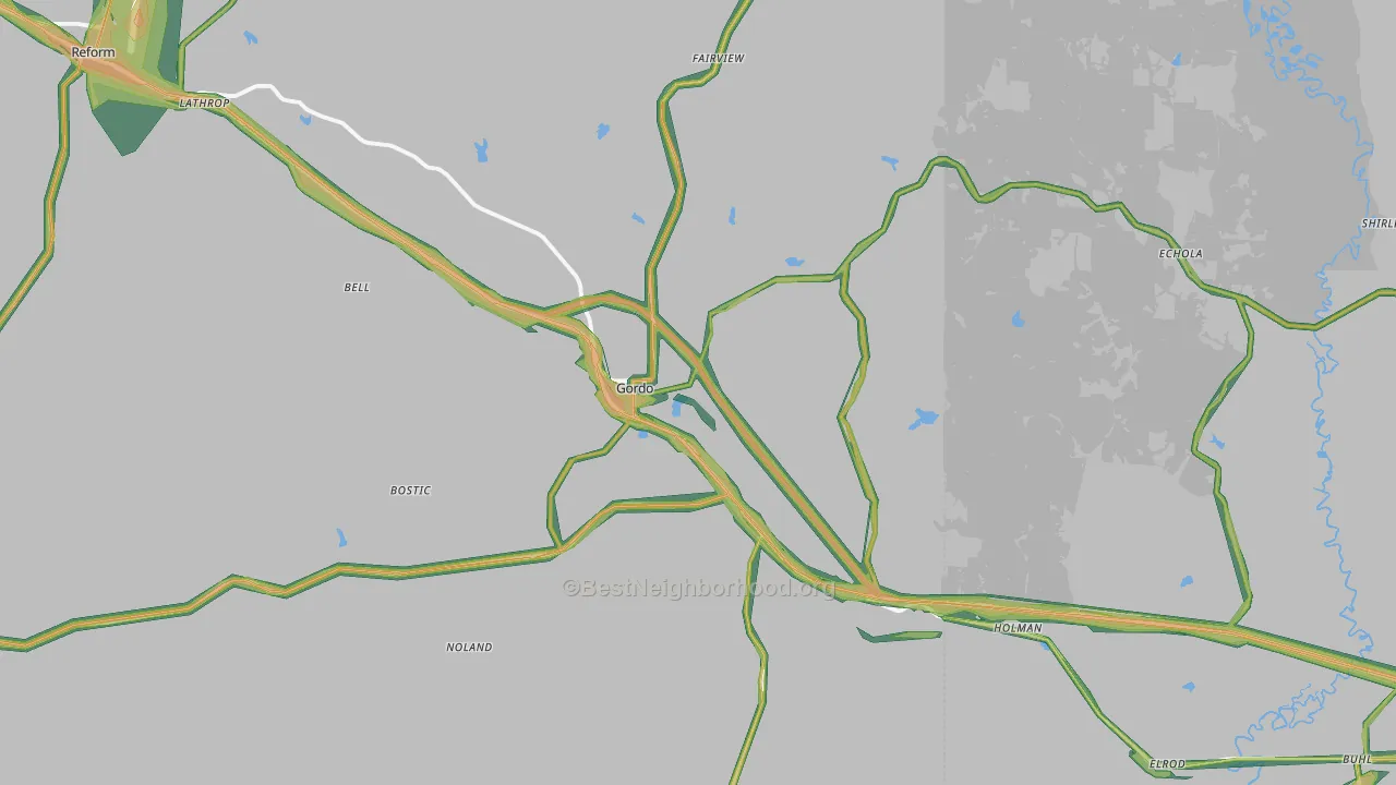 35466, AL Map of Noise Levels in 35466