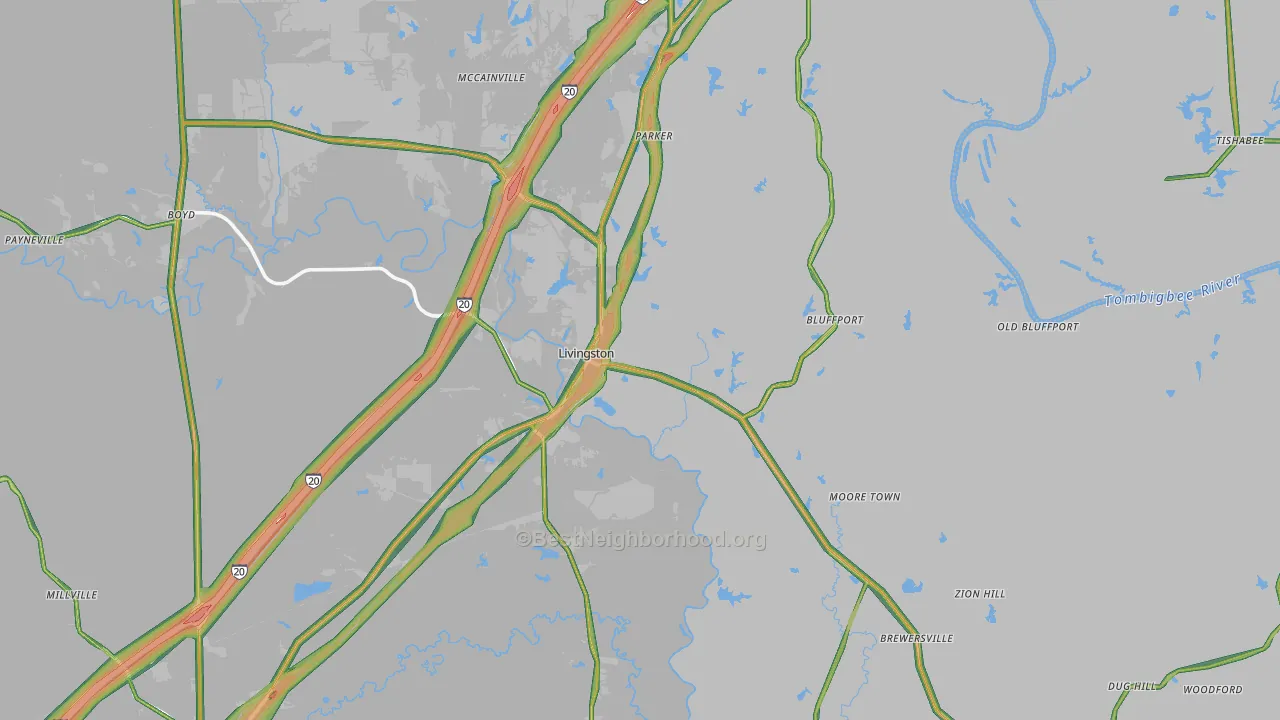35470, AL Map of Noise Levels in 35470