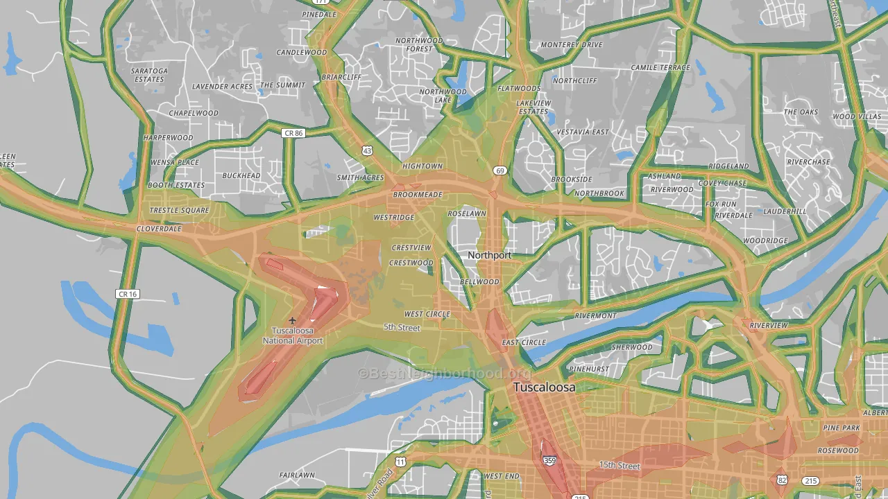 35476, AL Map of Noise Levels in 35476