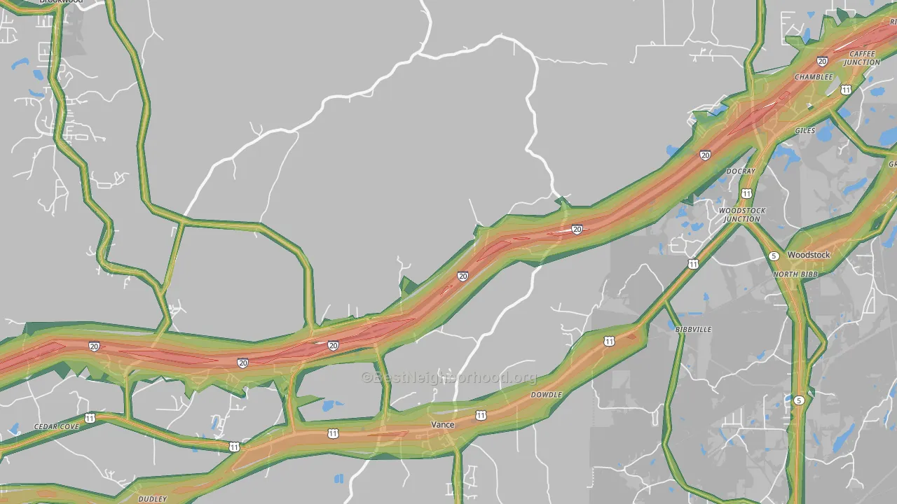 35490, AL Map of Noise Levels in 35490