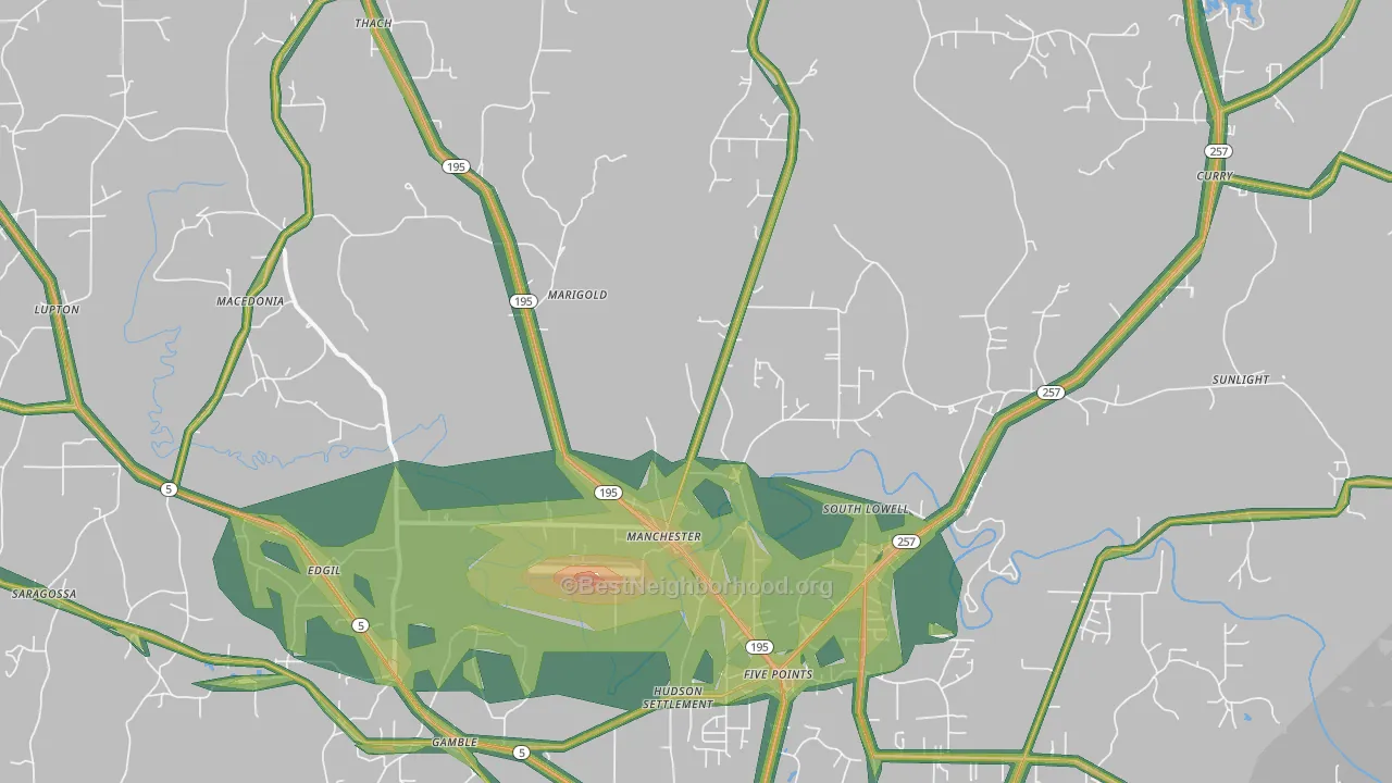35503, AL Map of Noise Levels in 35503
