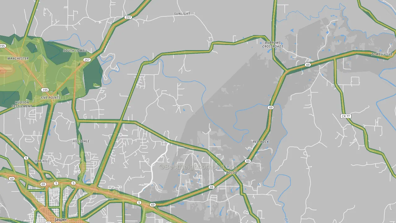 35504, AL Map of Noise Levels in 35504