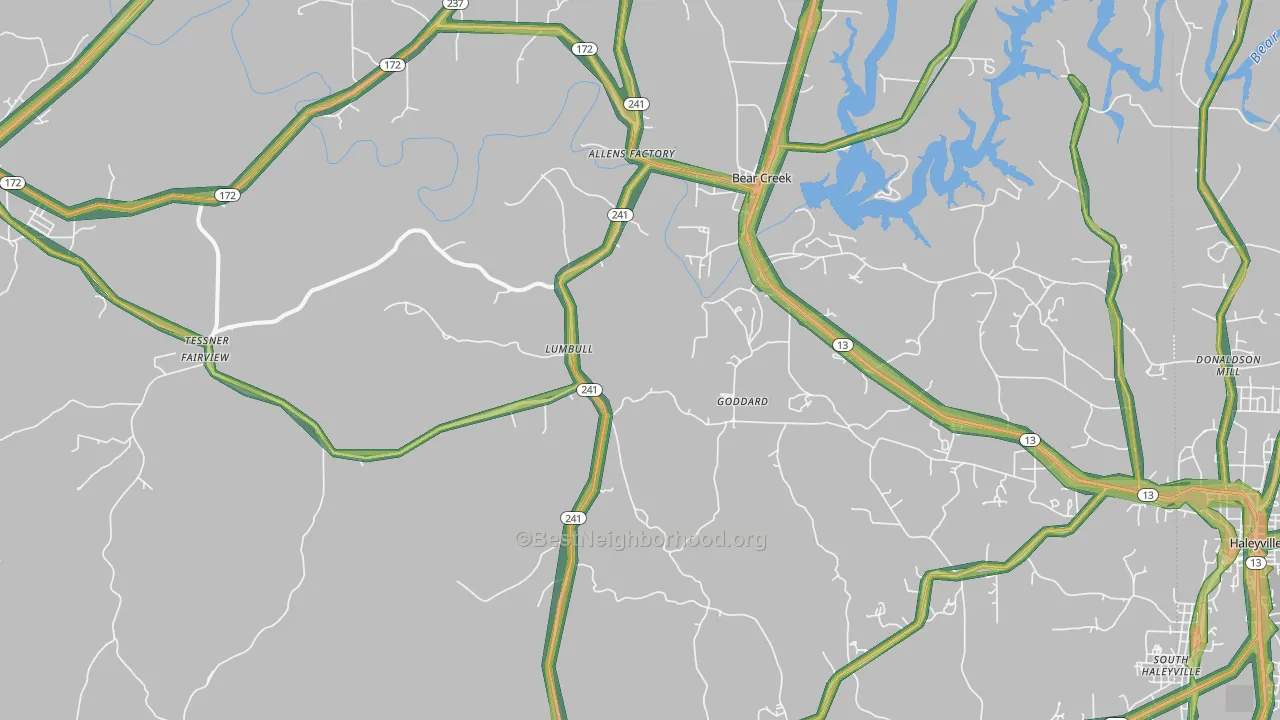 35543, AL Map of Noise Levels in 35543