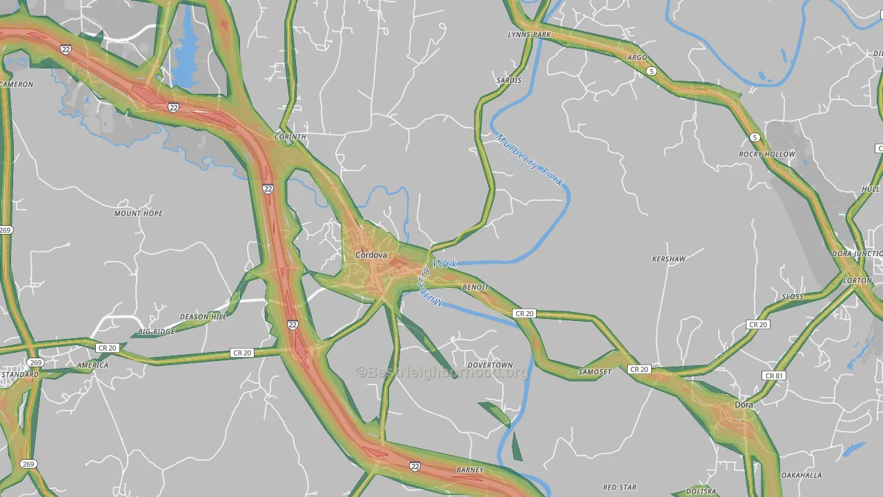 35550, AL Map of Noise Levels in 35550