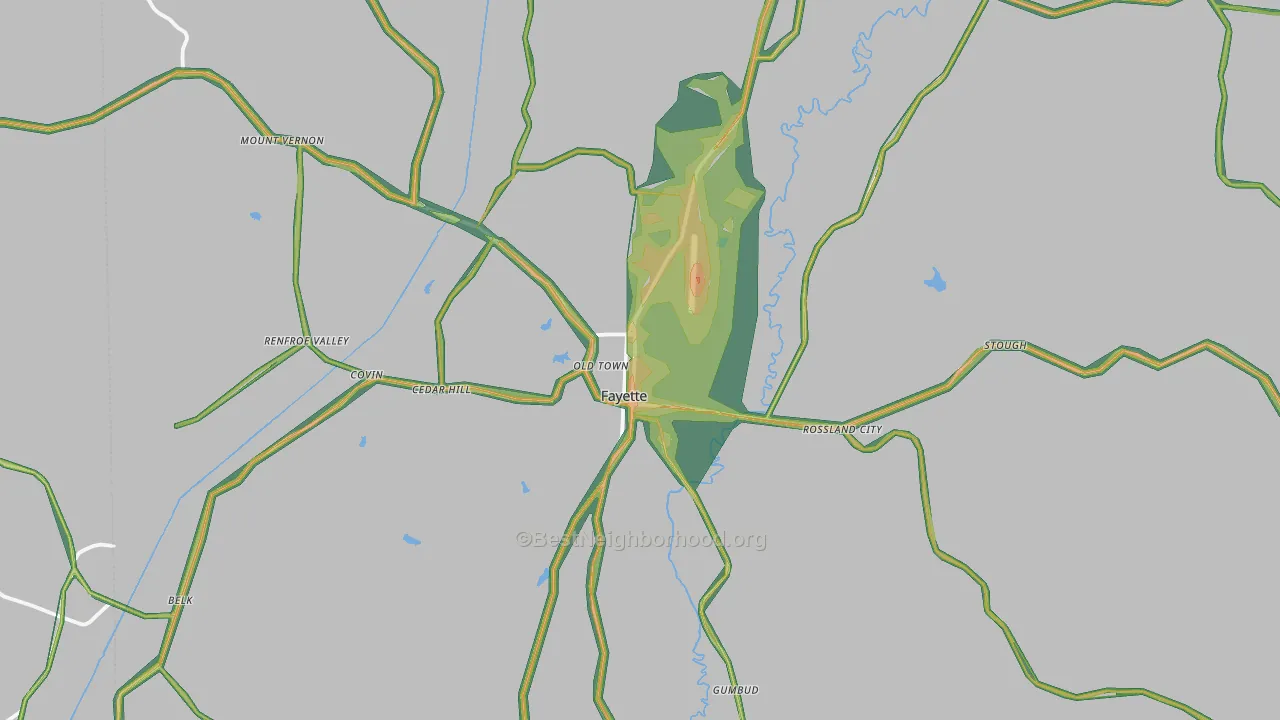 35555, AL Map of Noise Levels in 35555