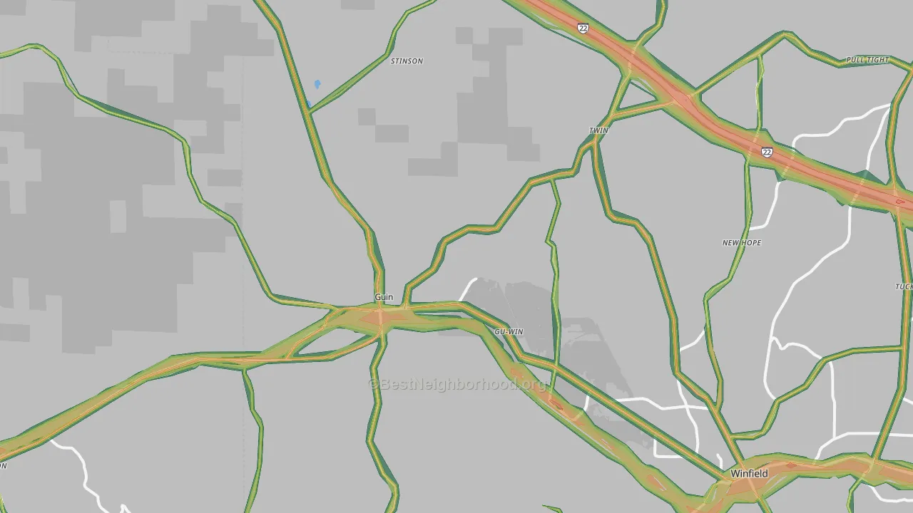 35563, AL Map of Noise Levels in 35563