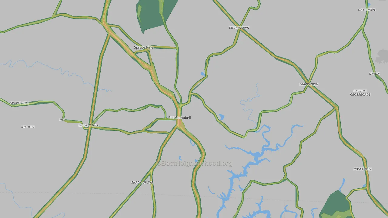 35581, AL Map of Noise Levels in 35581