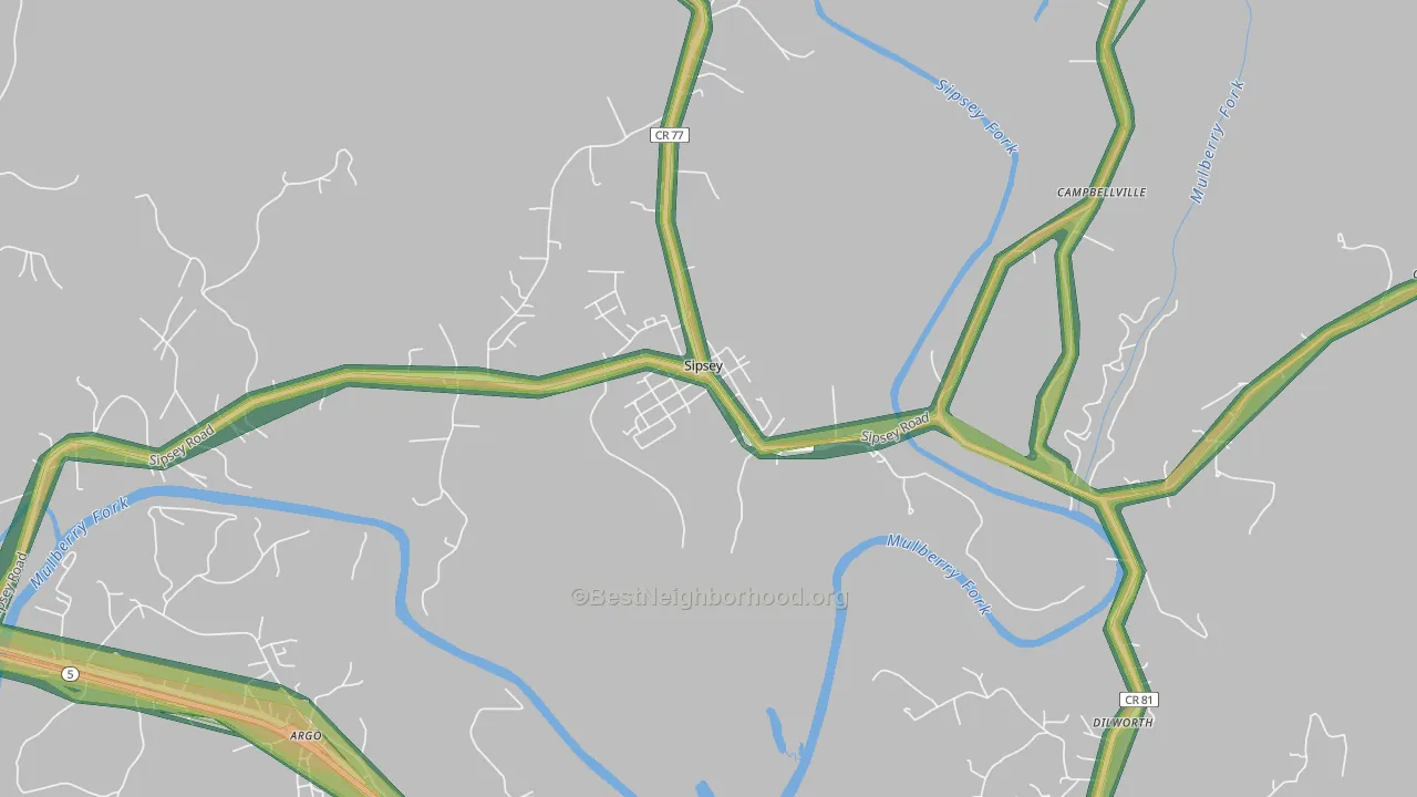 35584, AL Map of Noise Levels in 35584