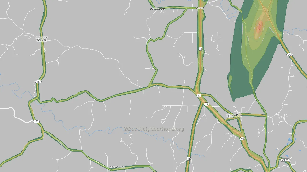 35585, AL Map of Noise Levels in 35585