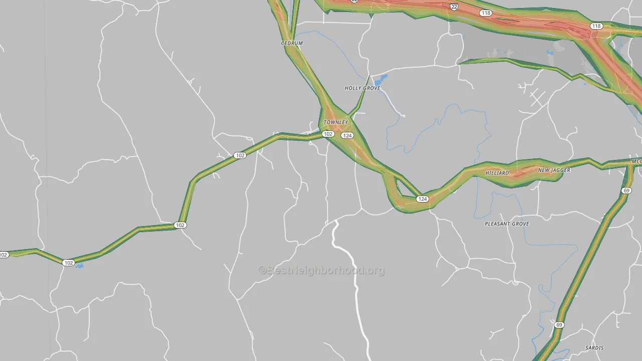 35587, AL Map of Noise Levels in 35587