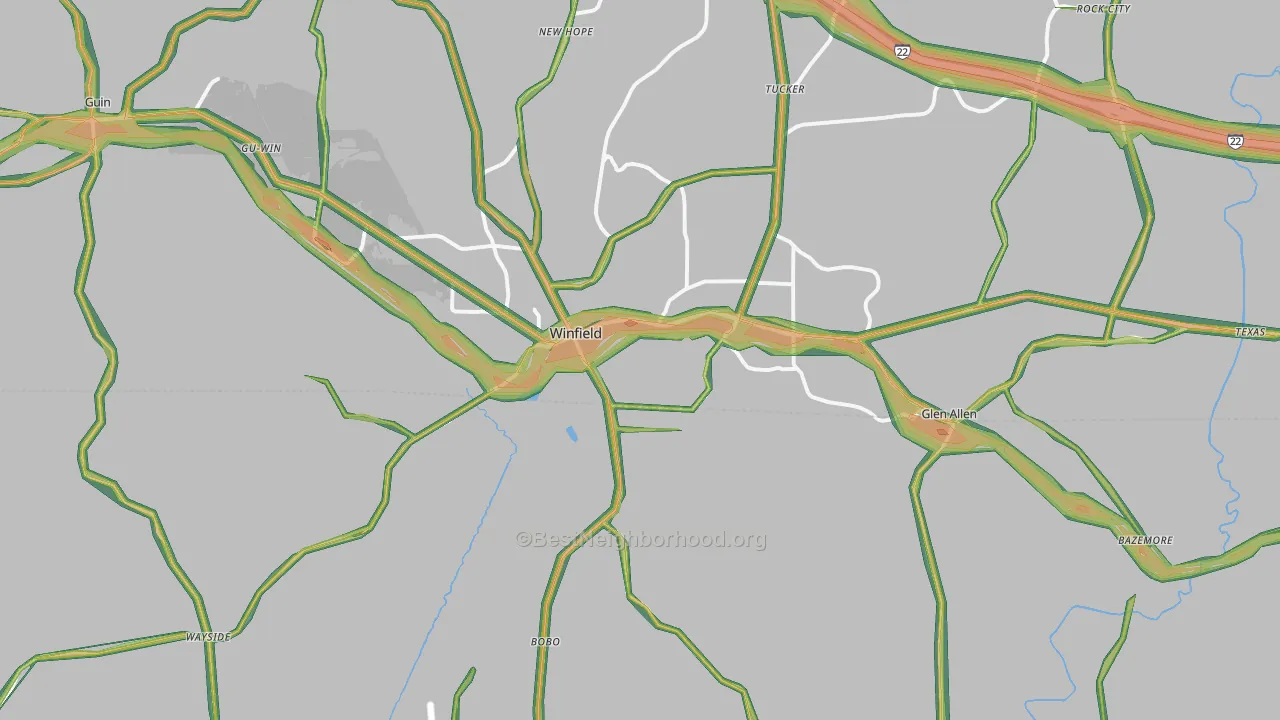 35594, AL Map of Noise Levels in 35594