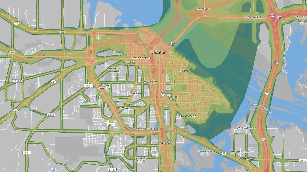 35601, AL Map of Noise Levels in 35601