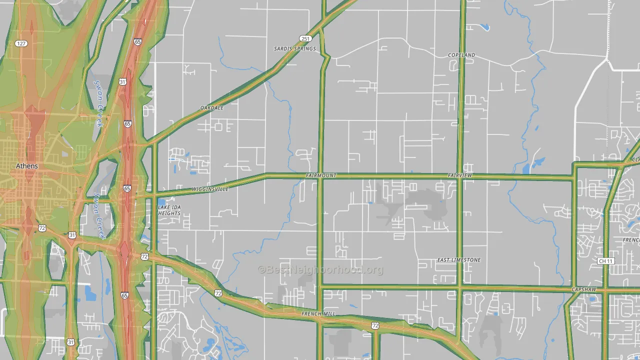 35613, AL Map of Noise Levels in 35613