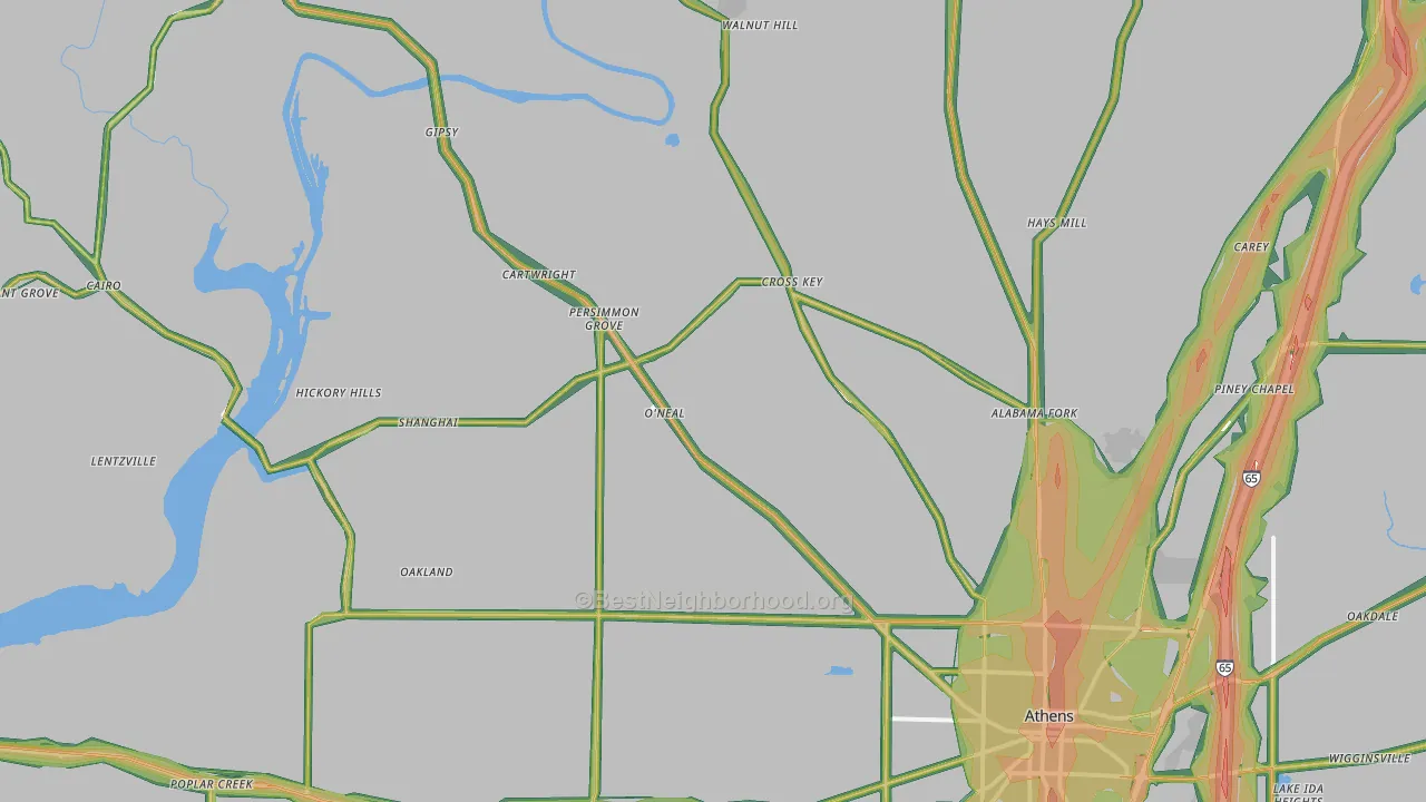 35614, AL Map of Noise Levels in 35614