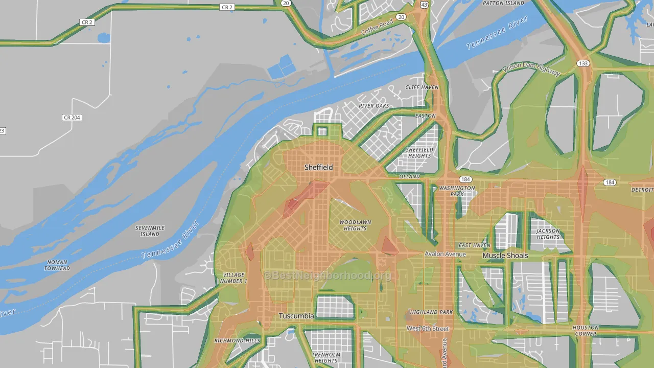 35660, AL Map of Noise Levels in 35660